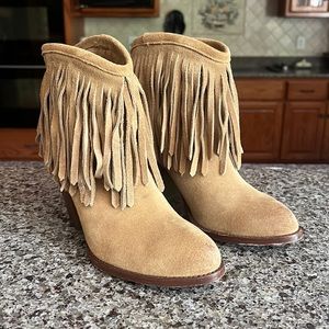 FRYE | Brown Suede Ileana Fringe Ankle Boot Size 6.5.